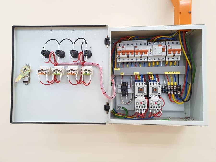 An Opened Of Electrical Panel Board