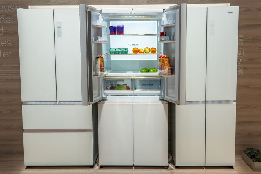 Free-Standing Haier Fridge Refrigerator Freezer At Haier Exhibition Pavilion Showroom, Stand At Global Innovations Show Ifa 2018