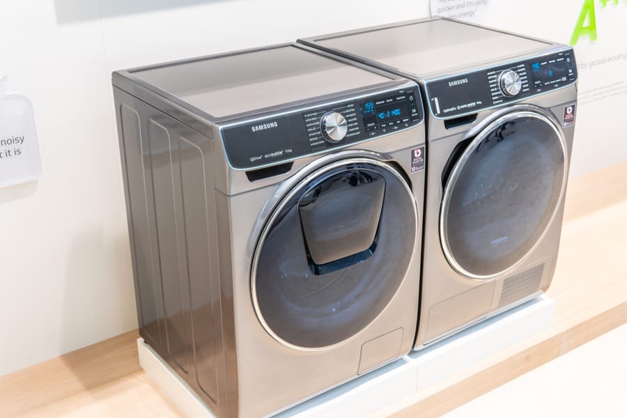 Free-Standing Samsung Washing Machine And Tumble Dryer On Display