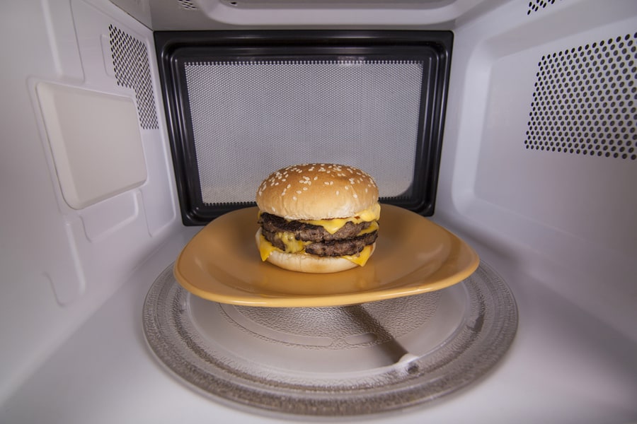 Hamburger Plate On Turntable Microwave