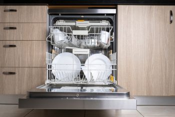 Open Door Of Built-In Dishwasher