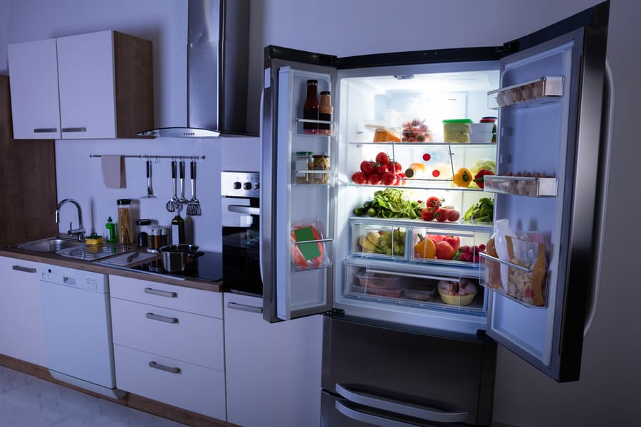 Open Refrigerator Full Healthy Items