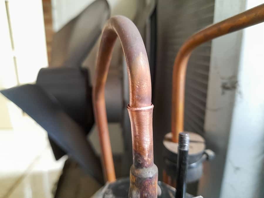 A Connection Of Ac Copper Pipe That Connects The Ac Compressor