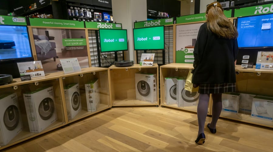 A Display Of Irobot's Roomba Vacuum Cleaner In A Store In New York