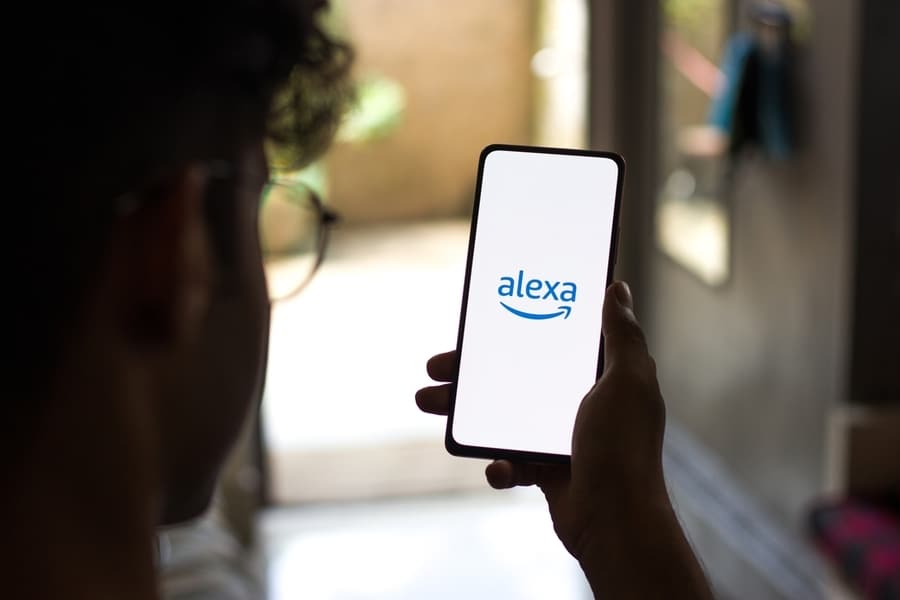 A Man Using The Alexa App