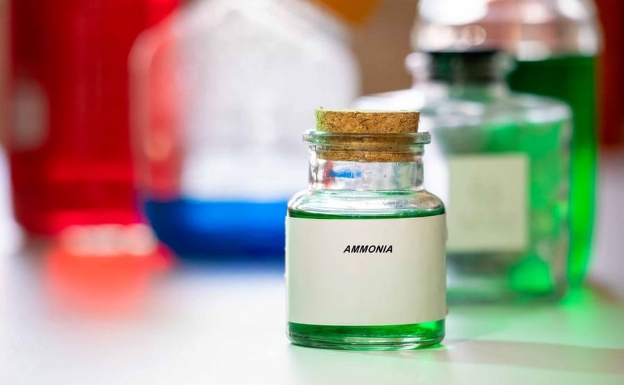 Ammonia. Ammonia Hazardous Chemical In Laboratory Packaging