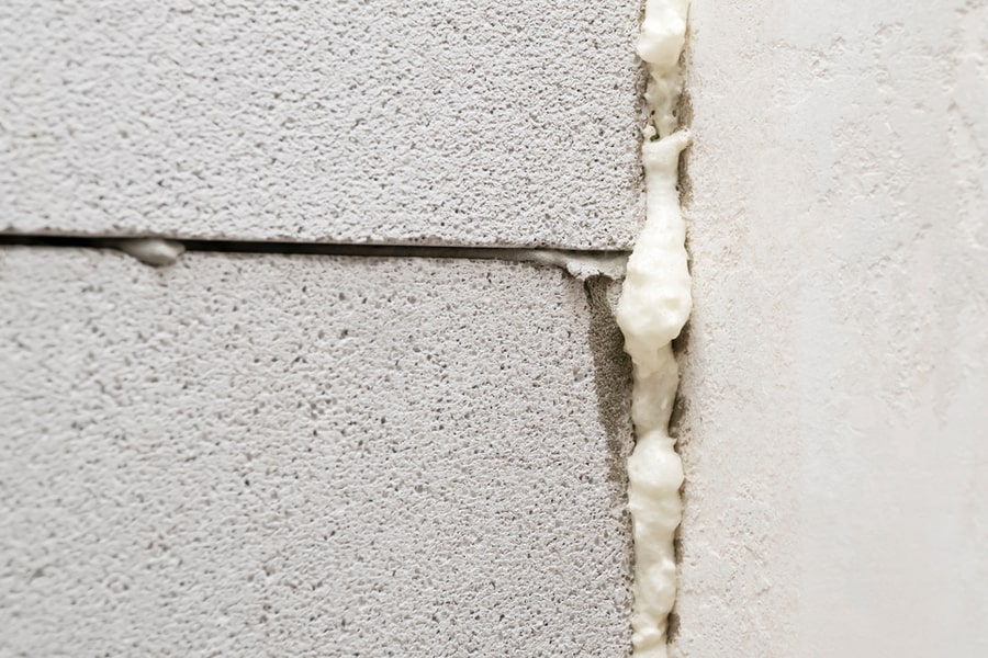 Foam-Filled Joint Between Aerated Concrete Blocks