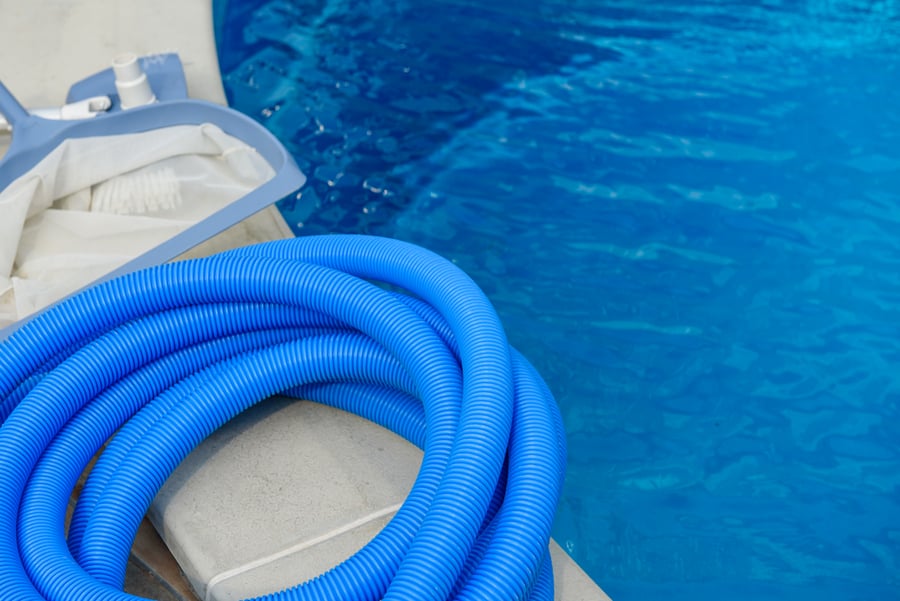 Manual Equipment For Cleaning Pool, Hose And Net, Servicing