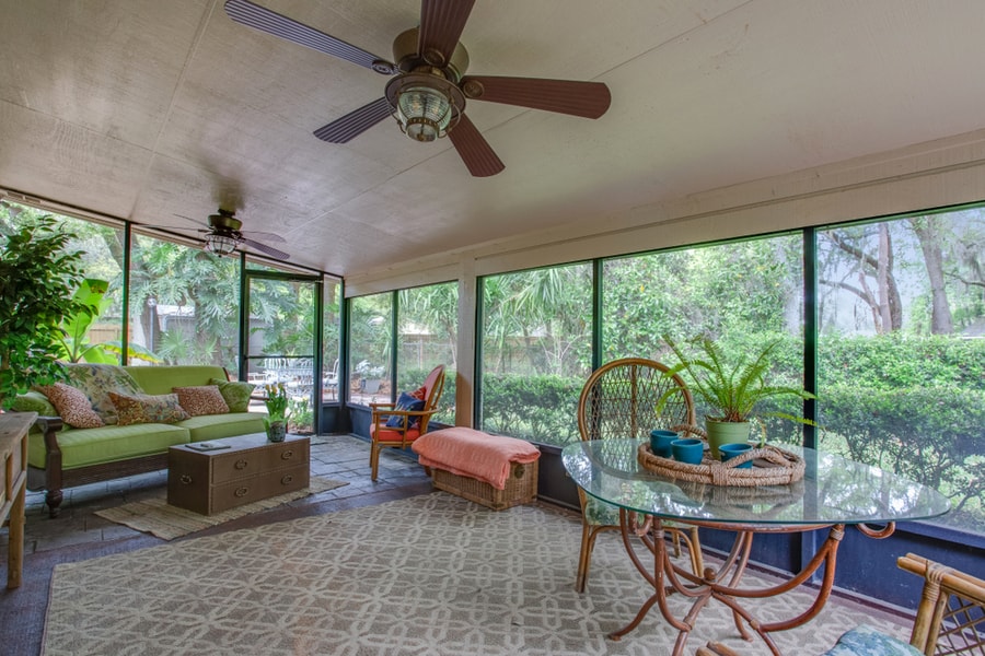 Screened In Back Porch In A House In Florida