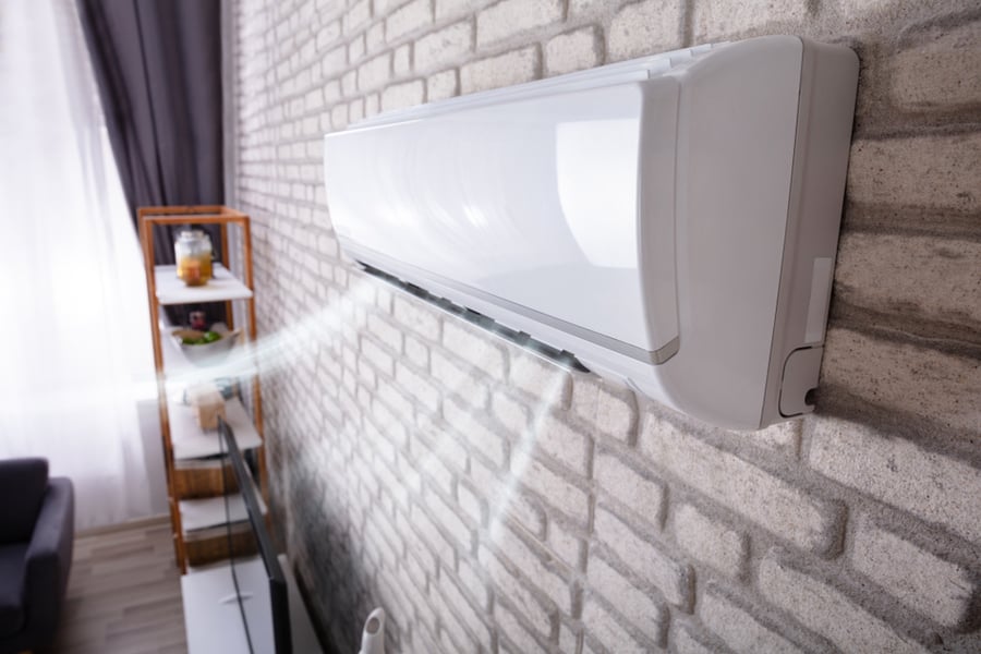 White Air Conditioner Blowing Cold Air