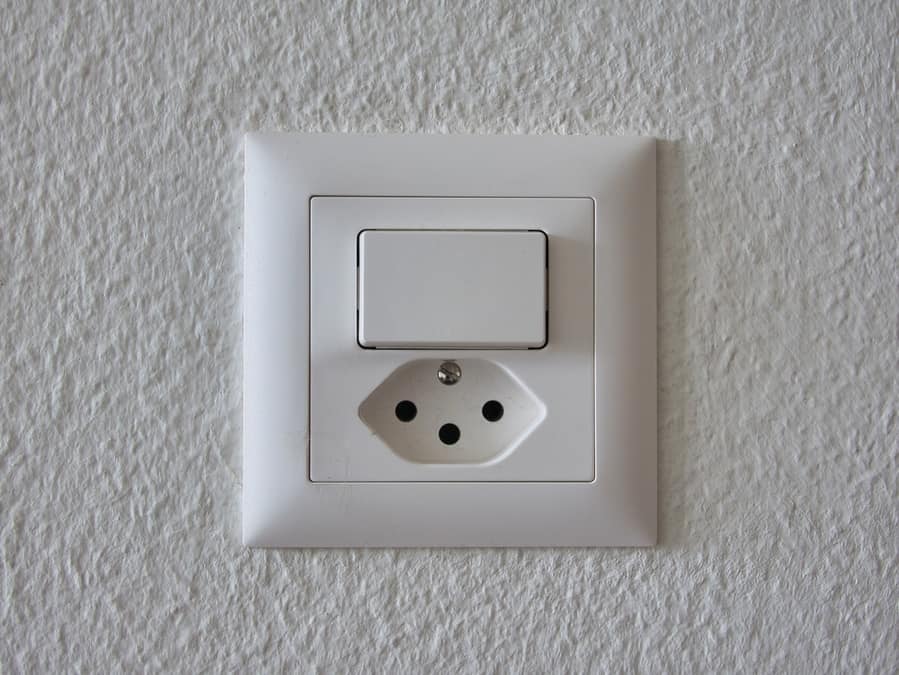 White Square Light Switch Combined With A Ac Power Socket