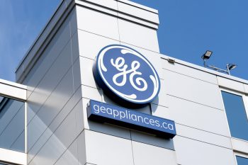 Close Up Of Ge Appliances Sign On The Building In Burlington