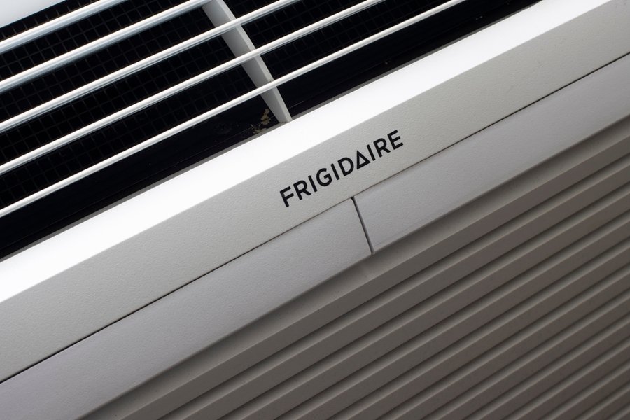 Frigidaire Logo Is Seen On A Ptac (Packaged Terminal Air Conditioner) In A Hotel Room. Frigidaire Appliance Company Is A Subsidiary Of Electrolux.