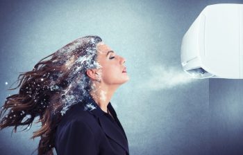 Frozen Girl Under A Powerful Air Conditioner