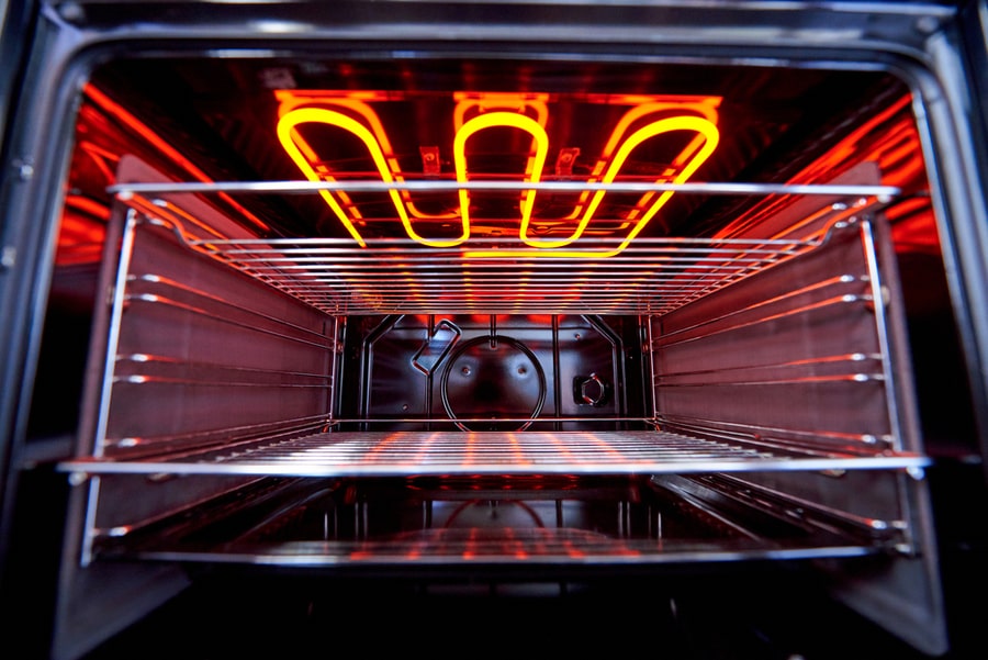 Inside View Of The Oven With A Flaming Grill