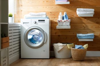Interior Of A Real Laundry Room With A Washer