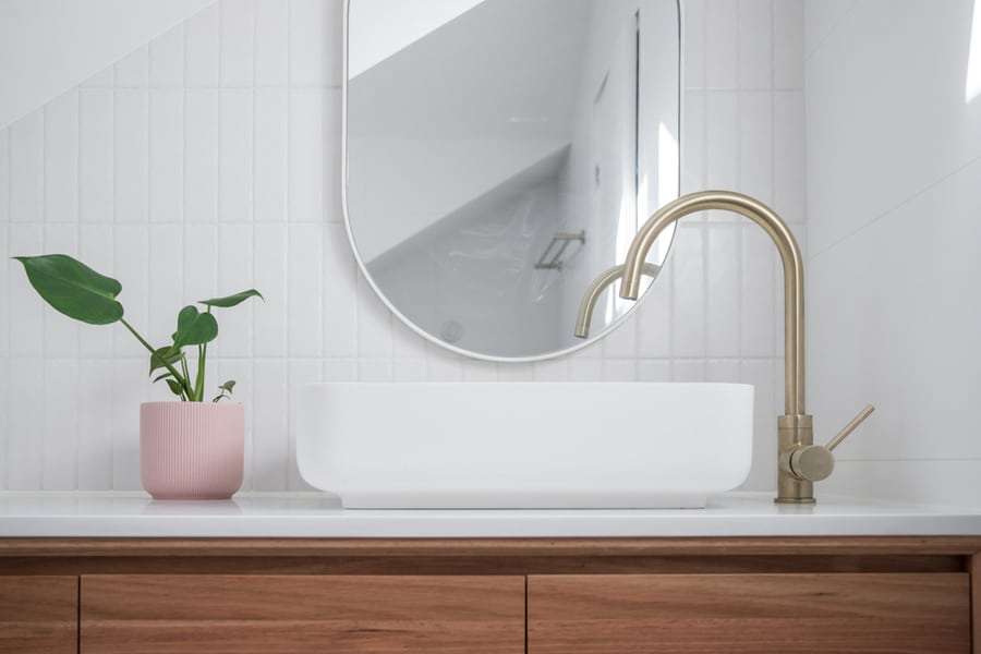 Modern White Tiled Simple Minimal Bathroom