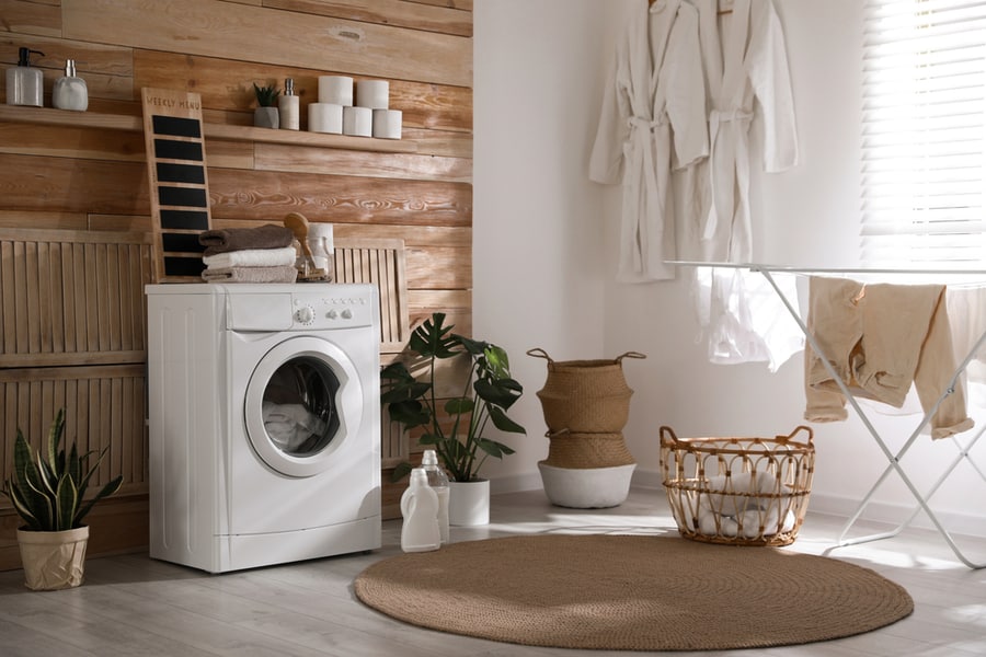 Stylish Room Interior With Washing Machine