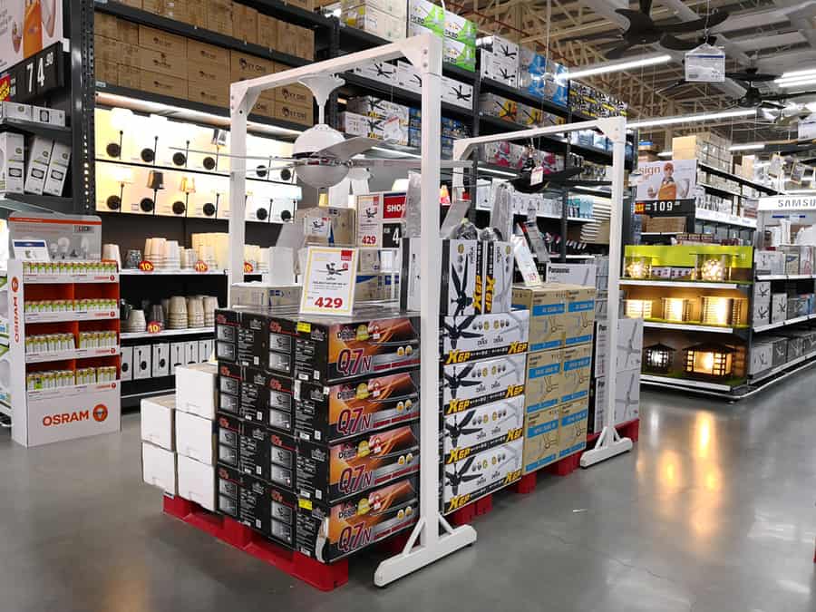 Various Brands Of Ceiling Fans, Led Lights Display In Homepro Store