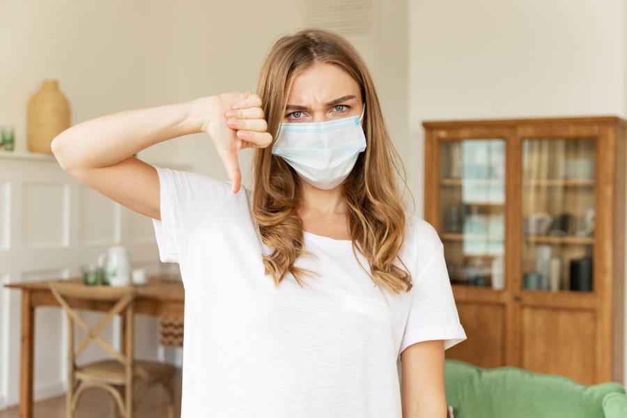 Woman Wearing Mask Is Upset Dur To Poor Air Quality