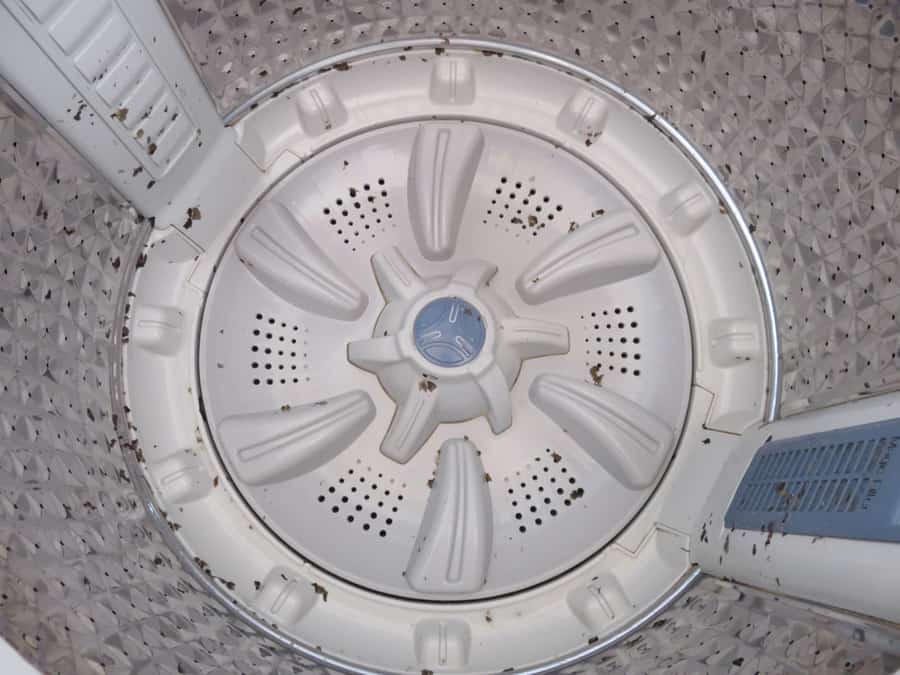 Dirt Remain In A Rotating Drum Tank Inside The Top Loader Washing Machine