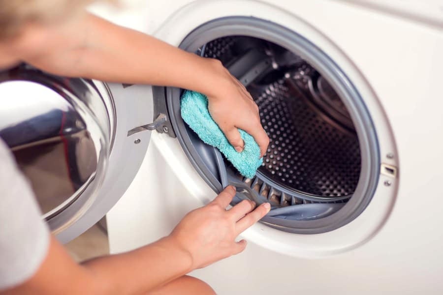 Dirty Moldy Washing Machine Sealing Rubber And Drum Close Up