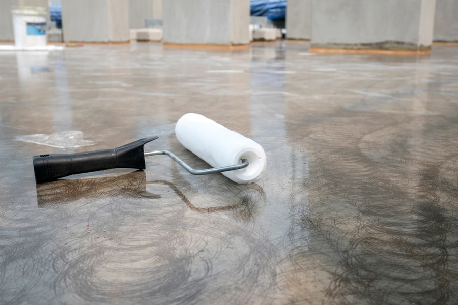 Epoxy Flooring Painting For Water Proof On Roof Slab