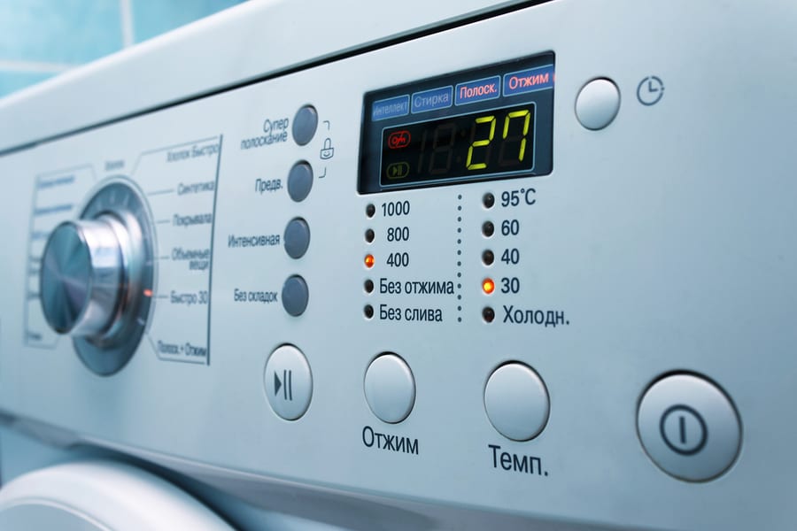 Modern White Washing Machine Front Panel With Display