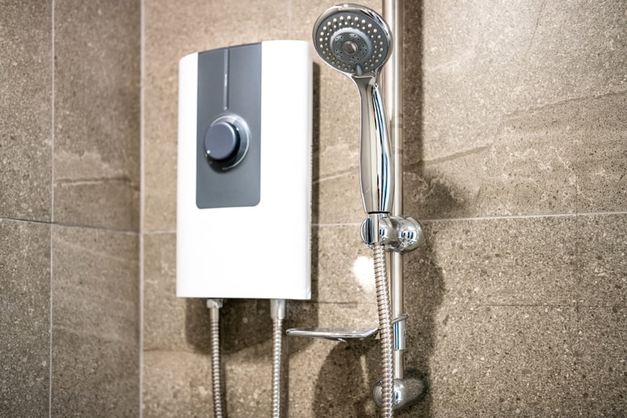 Shower And Electric Water Heater In The Bathroom