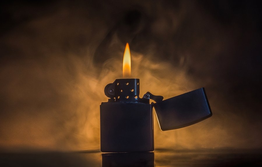 The Flame Of A Gasoline Lighter